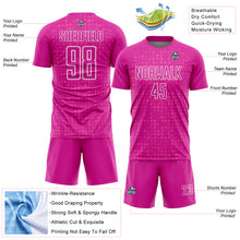 Charger l'image dans la galerie, Custom Deep Pink White-Pink Digital Geometric Fragment Speckles Sublimation Soccer Uniform Jersey
