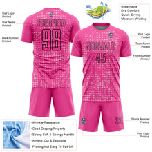 Load image into Gallery viewer, Custom Pink Black-Light Pink Digital Geometric Fragment Speckles Sublimation Soccer Uniform Jersey

