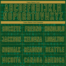 Загрузить изображение в средство просмотра галереи, Custom Green Old Gold-Kelly Green Digital Geometric Fragment Speckles Sublimation Soccer Uniform Jersey
