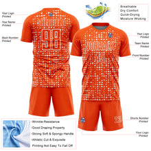 Загрузить изображение в средство просмотра галереи, Custom Orange White Digital Geometric Fragment Speckles Sublimation Soccer Uniform Jersey

