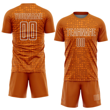 Custom Texas Orange White-Bay Orange Digital Geometric Fragment Speckles Sublimation Soccer Uniform Jersey