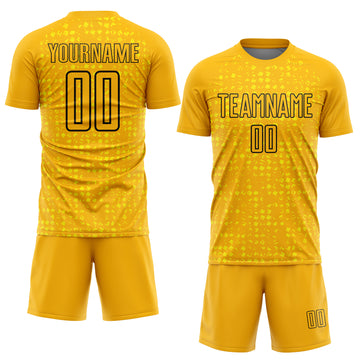 Custom Gold Black-Light Yellow Digital Geometric Fragment Speckles Sublimation Soccer Uniform Jersey
