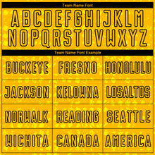 Загрузить изображение в средство просмотра галереи, Custom Gold Black-Light Yellow Digital Geometric Fragment Speckles Sublimation Soccer Uniform Jersey
