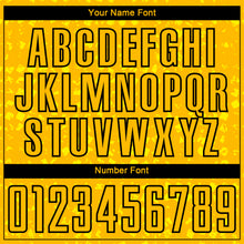 Загрузить изображение в средство просмотра галереи, Custom Gold Black-Light Yellow Digital Geometric Fragment Speckles Sublimation Soccer Uniform Jersey
