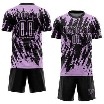 Custom Black-Light Purple Splatter Torn Sharp Brush Stroke Sublimation Soccer Uniform Jersey