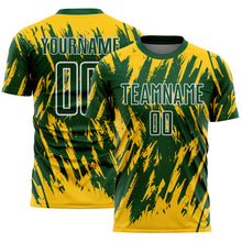 Загрузить изображение в средство просмотра галереи, Custom Green Yellow-White Splatter Torn Sharp Brush Stroke Sublimation Soccer Uniform Jersey
