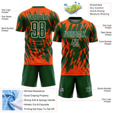 Загрузить изображение в средство просмотра галереи, Custom Green Orange-White Splatter Torn Sharp Brush Stroke Sublimation Soccer Uniform Jersey
