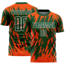 Загрузить изображение в средство просмотра галереи, Custom Green Orange-White Splatter Torn Sharp Brush Stroke Sublimation Soccer Uniform Jersey
