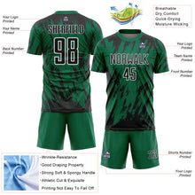 Load image into Gallery viewer, Custom Kelly Green Black-White Splatter Torn Sharp Brush Stroke Sublimation Soccer Uniform Jersey
