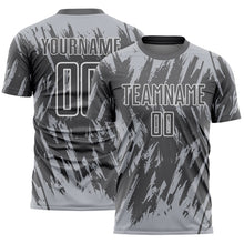Load image into Gallery viewer, Custom Steel Gray Gray-White Splatter Torn Sharp Brush Stroke Sublimation Soccer Uniform Jersey

