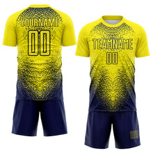 Charger l'image dans la galerie, Custom Light Yellow Navy Brasil Gradient Ripples Sublimation Soccer Uniform Jersey
