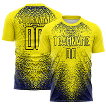 Charger l'image dans la galerie, Custom Light Yellow Navy Brasil Gradient Ripples Sublimation Soccer Uniform Jersey
