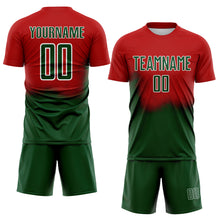 Load image into Gallery viewer, Custom Red Green-White Brasil Spray Gradient Sublimation Soccer Uniform Jersey
