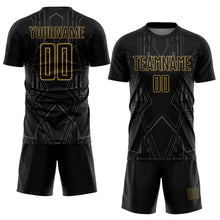 Charger l'image dans la galerie, Custom Black Old Gold-Steel Gray Brasil Geometric Sublimation Soccer Uniform Jersey
