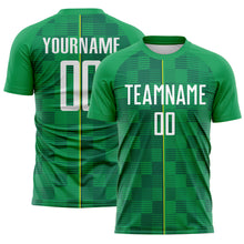 Charger l'image dans la galerie, Custom Green White-Light Yellow Brasil Digital Lines Sublimation Soccer Uniform Jersey

