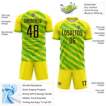 Charger l'image dans la galerie, Custom Light Yellow Black-Green Brasil Brush Stroke Stripe Sublimation Soccer Uniform Jersey
