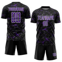 Load image into Gallery viewer, Custom Black Purple-White Abstract Network Crackle Sublimation Soccer Uniform Jersey
