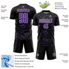Load image into Gallery viewer, Custom Black Purple-White Abstract Network Crackle Sublimation Soccer Uniform Jersey
