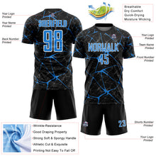 Load image into Gallery viewer, Custom Black Powder Blue-White Abstract Network Crackle Sublimation Soccer Uniform Jersey
