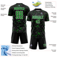 Laden Sie das Bild in den Galerie-Viewer, Custom Black Grass Green-White Abstract Network Crackle Sublimation Soccer Uniform Jersey
