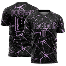 Laden Sie das Bild in den Galerie-Viewer, Custom Black-Light Purple Abstract Network Crackle Sublimation Soccer Uniform Jersey
