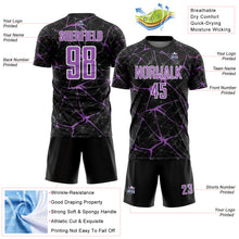Load image into Gallery viewer, Custom Black Medium Purple-White Abstract Network Crackle Sublimation Soccer Uniform Jersey
