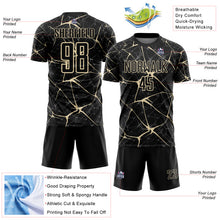 Laden Sie das Bild in den Galerie-Viewer, Custom Black-Cream Abstract Network Crackle Sublimation Soccer Uniform Jersey
