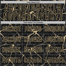 Load image into Gallery viewer, Custom Black-Vegas Gold Abstract Network Crackle Sublimation Soccer Uniform Jersey
