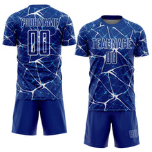 Laden Sie das Bild in den Galerie-Viewer, Custom Royal-White Abstract Network Crackle Sublimation Soccer Uniform Jersey
