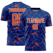 Загрузить изображение в средство просмотра галереи, Custom Royal Orange-White Abstract Network Crackle Sublimation Soccer Uniform Jersey
