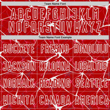 Load image into Gallery viewer, Custom Red-White Abstract Network Crackle Sublimation Soccer Uniform Jersey
