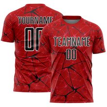 Load image into Gallery viewer, Custom Red Black-White Abstract Network Crackle Sublimation Soccer Uniform Jersey
