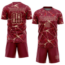 Load image into Gallery viewer, Custom Crimson-Cream Abstract Network Crackle Sublimation Soccer Uniform Jersey
