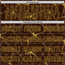 Load image into Gallery viewer, Custom Brown-Old Gold Abstract Network Crackle Sublimation Soccer Uniform Jersey
