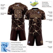 Load image into Gallery viewer, Custom Brown-Cream Abstract Network Crackle Sublimation Soccer Uniform Jersey
