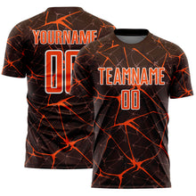 Load image into Gallery viewer, Custom Brown Orange-White Abstract Network Crackle Sublimation Soccer Uniform Jersey
