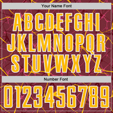 Charger l'image dans la galerie, Custom Burgundy Gold-White Abstract Network Crackle Sublimation Soccer Uniform Jersey
