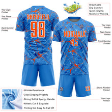 Загрузить изображение в средство просмотра галереи, Custom Powder Blue Orange-White Abstract Network Crackle Sublimation Soccer Uniform Jersey
