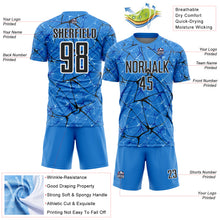 Load image into Gallery viewer, Custom Powder Blue Black-White Abstract Network Crackle Sublimation Soccer Uniform Jersey

