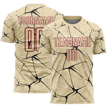 Load image into Gallery viewer, Custom Cream Black-Crimson Abstract Network Crackle Sublimation Soccer Uniform Jersey
