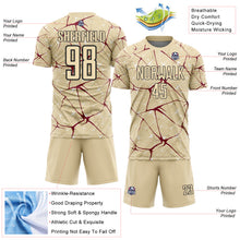 Load image into Gallery viewer, Custom Cream Crimson-Black Abstract Network Crackle Sublimation Soccer Uniform Jersey
