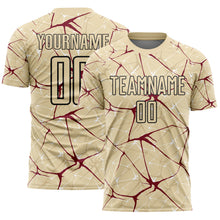 Load image into Gallery viewer, Custom Cream Crimson-Black Abstract Network Crackle Sublimation Soccer Uniform Jersey
