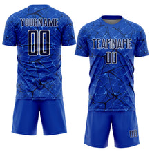 Load image into Gallery viewer, Custom Thunder Blue Navy-White Abstract Network Crackle Sublimation Soccer Uniform Jersey
