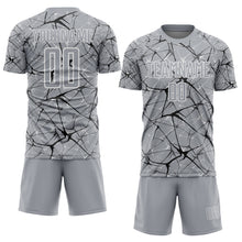Laden Sie das Bild in den Galerie-Viewer, Custom Gray Black-White Abstract Network Crackle Sublimation Soccer Uniform Jersey
