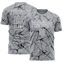 Laden Sie das Bild in den Galerie-Viewer, Custom Gray Black-White Abstract Network Crackle Sublimation Soccer Uniform Jersey

