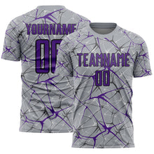 Load image into Gallery viewer, Custom Gray Purple-Black Abstract Network Crackle Sublimation Soccer Uniform Jersey
