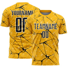 Laden Sie das Bild in den Galerie-Viewer, Custom Gold Black-White Abstract Network Crackle Sublimation Soccer Uniform Jersey
