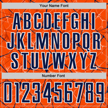 Load image into Gallery viewer, Custom Orange Navy-White Abstract Network Crackle Sublimation Soccer Uniform Jersey
