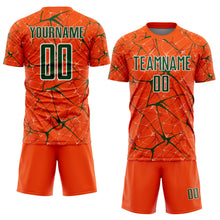 Charger l'image dans la galerie, Custom Orange Green-White Abstract Network Crackle Sublimation Soccer Uniform Jersey
