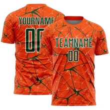 Charger l'image dans la galerie, Custom Orange Green-White Abstract Network Crackle Sublimation Soccer Uniform Jersey
